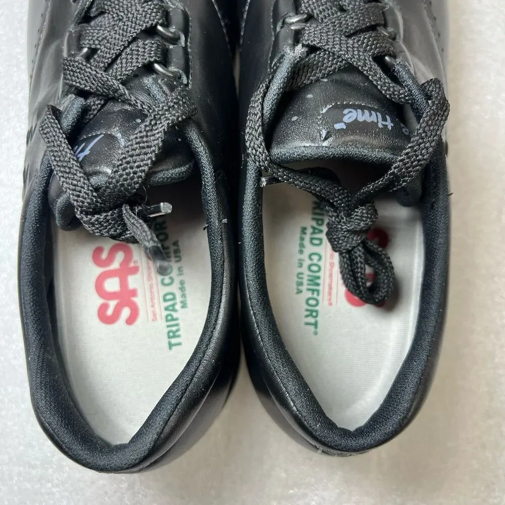 SAS FREETIME Women's Walking Shoes Black Leather Size 6 M Comfy USA Made Lace Up